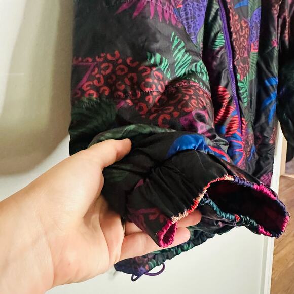 FARM RIO Crochet Patchwork Print Reversible Oversize Puffer Jacket Size Medium - Picture 15 of 16